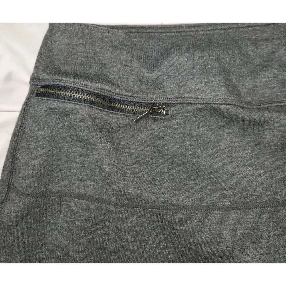 Athleta Strata A-line Knit Skirt Gray Front Zipper Pockets Womens S